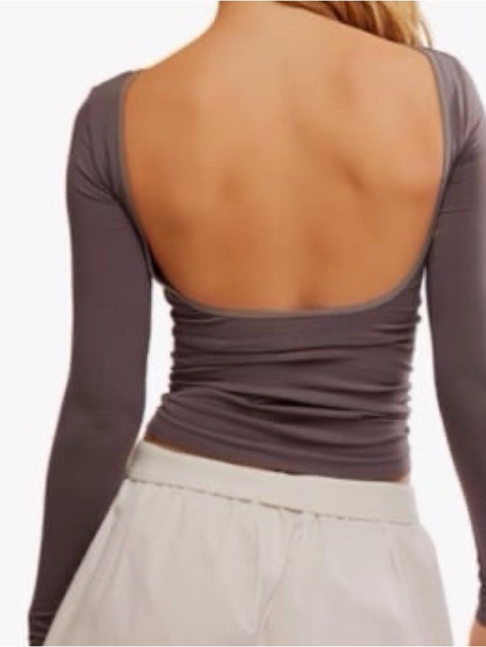 Free People Intimately Free Brown Seamless Stretch Low Back Boho Preppy Top M/L